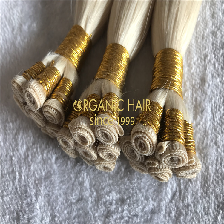 High quality human hair extensions#60 hand tied hair H131